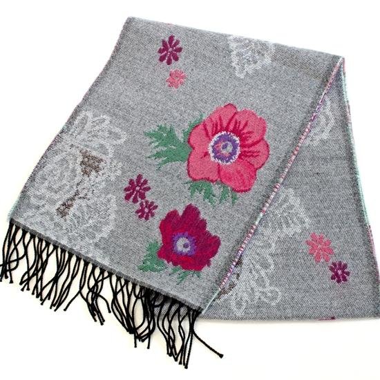 ラシクモア　フランス製マフラー（レースアネモネ）グレー画像