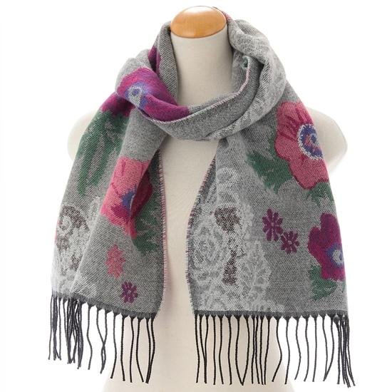 ラシクモア　フランス製マフラー（レースアネモネ）グレー画像