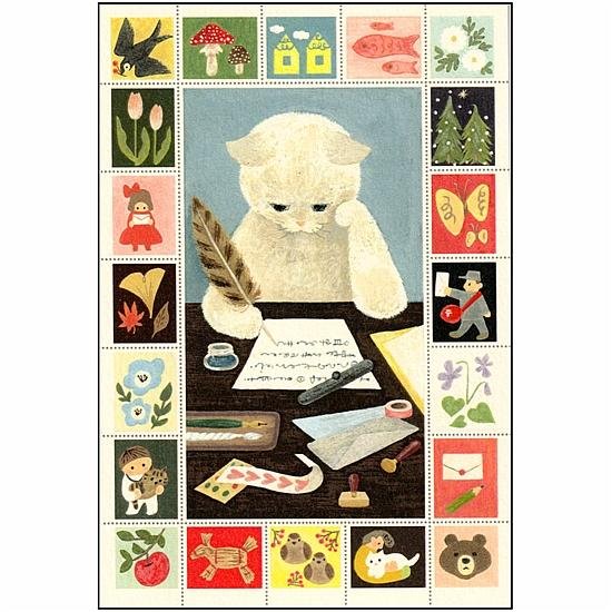 絵本の中のねこ ポストカード（手紙猫）画像