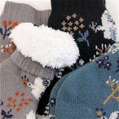 STREAM　裏ボア２重編みルームソックス（花とトリ）画像