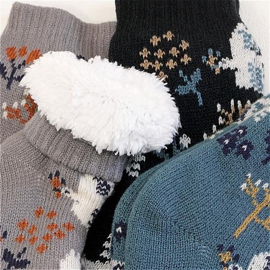 STREAM　裏ボア２重編みルームソックス（花とトリ）画像