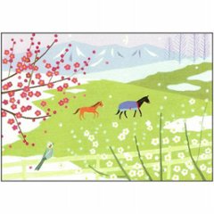 ひらいみも ポストカード（早春 梅便り：馬）の画像