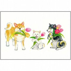 村田夏佳 ポストカード（しばいぬとチューリップ）の画像