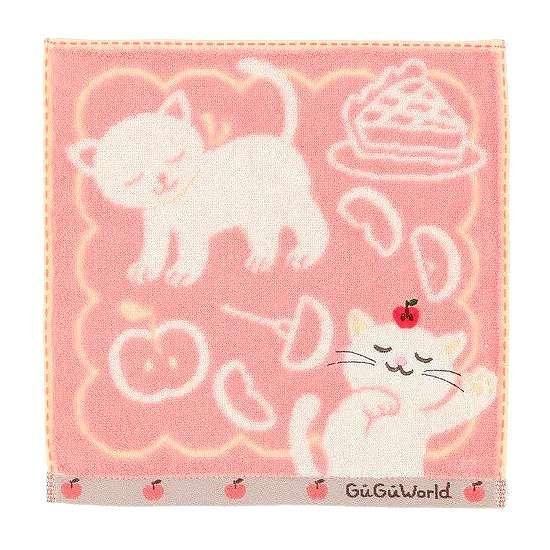 GuGu World タオルハンカチ（猫とアップル）画像