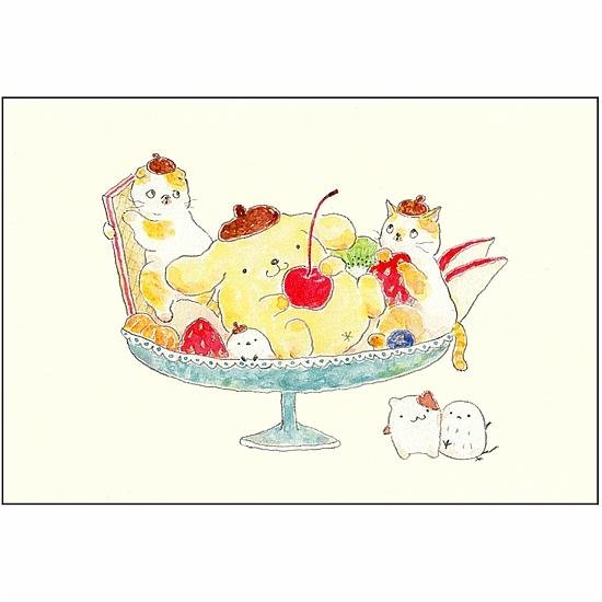 トコロコムギ×サンリオ　ポストカード（気分はポムポムプリン　アラモード♪）画像