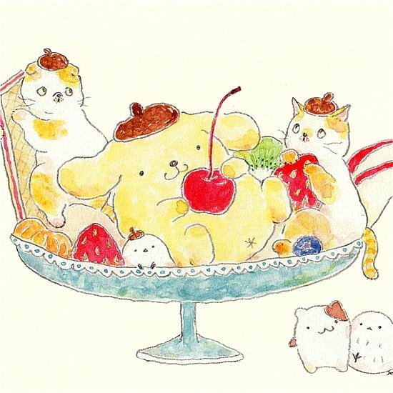 トコロコムギ×サンリオ　ポストカード（気分はポムポムプリン　アラモード♪）画像