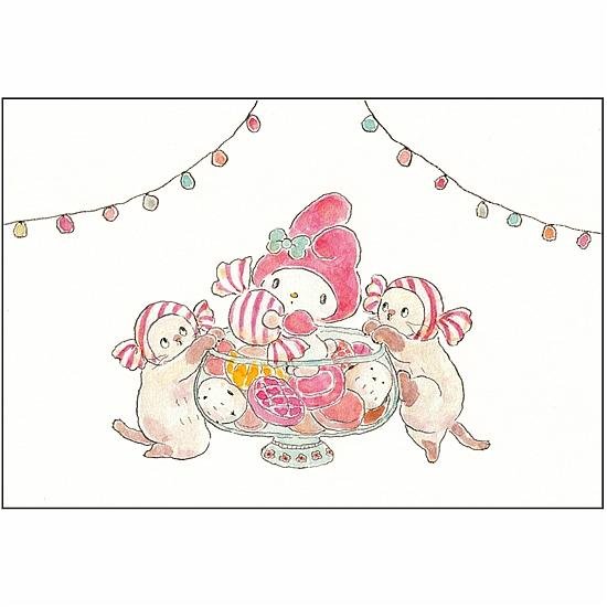 トコロコムギ×サンリオ　ポストカード（マイメロディとあめちゃんにゃんこ）画像