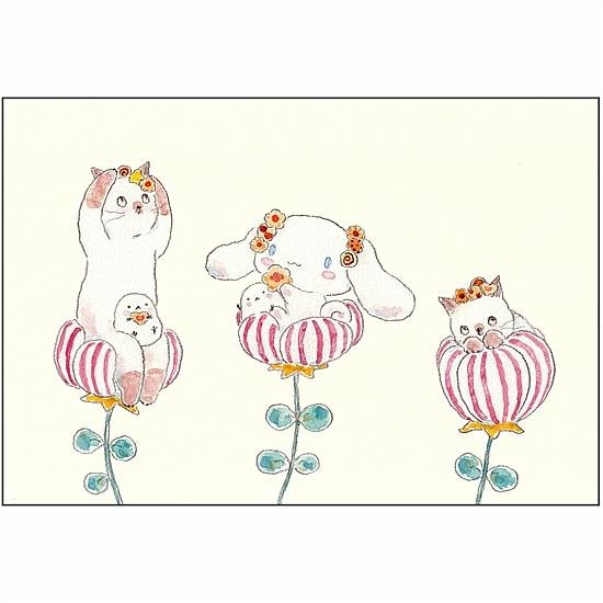 トコロコムギ×サンリオ　ポストカード（シナモロールとクッキーの妖精さんにゃんこ）画像