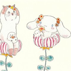 トコロコムギ×サンリオ　ポストカード（シナモロールとクッキーの妖精さんにゃんこ）画像