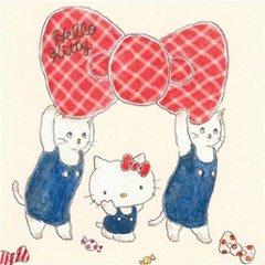 トコロコムギ×サンリオ　ポストカード（キティちゃんとてくてくリボンにゃんこ）画像