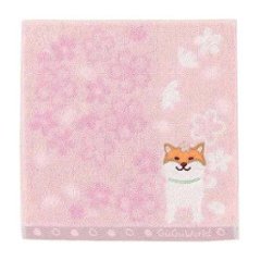 GuGu World タオルハンカチ（桜と柴犬）画像
