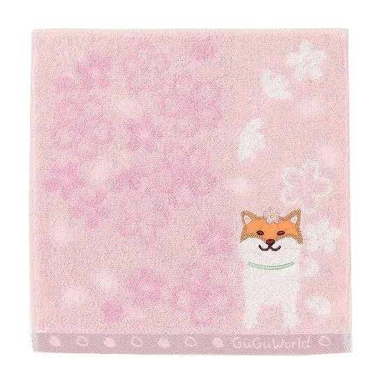 GuGu World タオルハンカチ（桜と柴犬）画像
