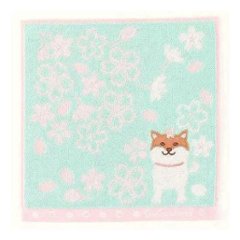 GuGu World タオルハンカチ（桜と柴犬）画像