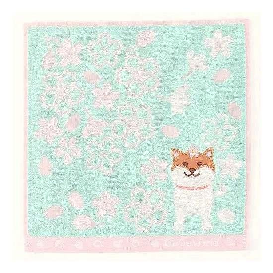 GuGu World タオルハンカチ（桜と柴犬）画像
