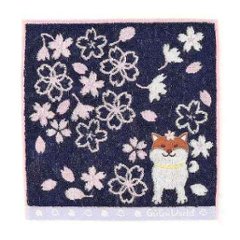 GuGu World タオルハンカチ（桜と柴犬）画像