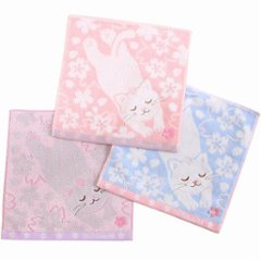 GuGu World タオルハンカチ（桜とねころび猫）の画像
