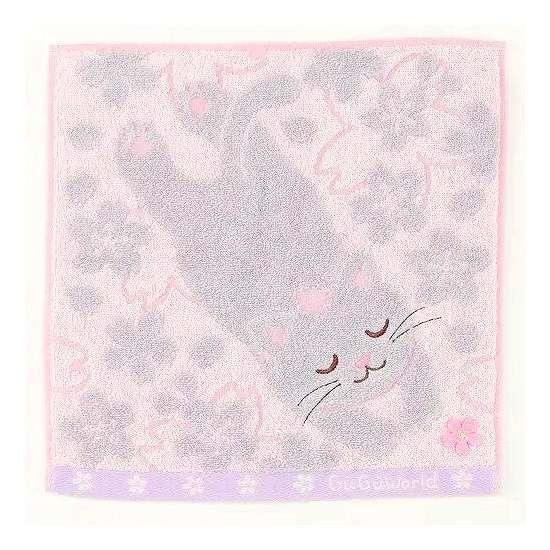 GuGu World タオルハンカチ（桜とねころび猫）画像