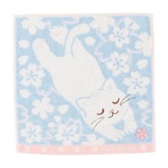 GuGu World タオルハンカチ（桜とねころび猫）画像
