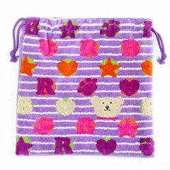 レインボーベア　巾着（スタンプ）パープルの画像
