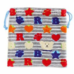 レインボーベア　巾着（スタンプ）グレーの画像