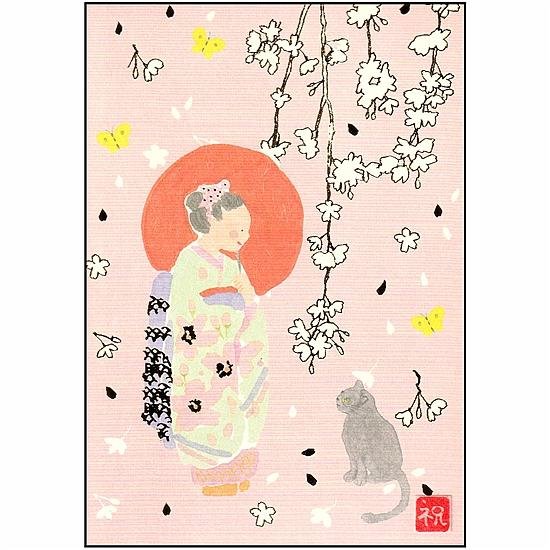 いわぶちさちこ ポストカード（まいこさんと黒猫）画像