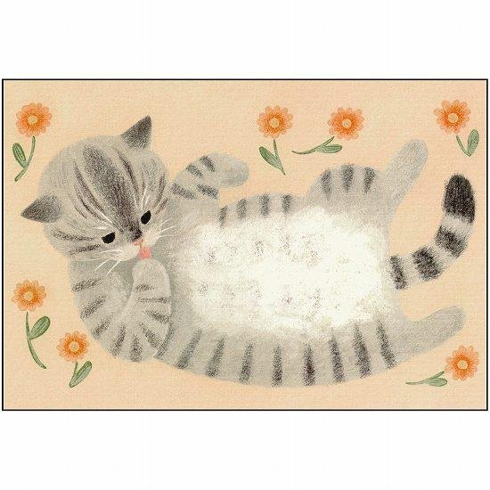 4legs ポストカード（お腹なでてサバトラ猫）画像