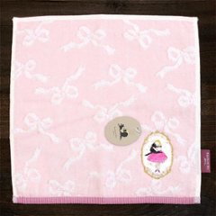 くらはしれい　プリントアップリケハンカチ（ピンク）の画像