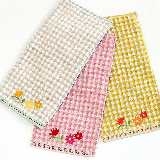 シビラ　ポケットハンカチ（チェック×花刺繍）画像