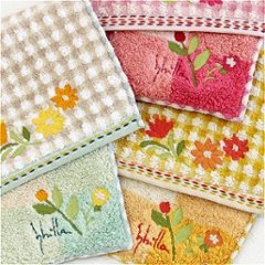 シビラ　ポケットハンカチ（チェック×花刺繍）画像