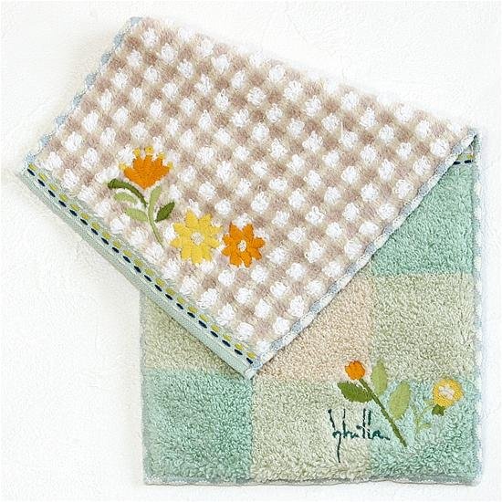 シビラ　ポケットハンカチ（チェック×花刺繍）画像