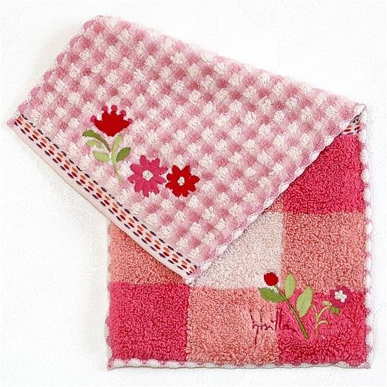 シビラ　ポケットハンカチ（チェック×花刺繍）画像