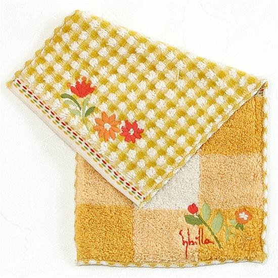 シビラ　ポケットハンカチ（チェック×花刺繍）画像