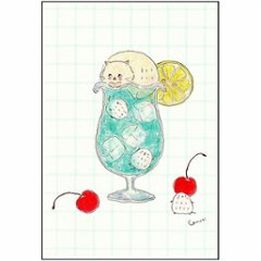 トコロコムギ ポストカード（爽やかソーダフロートにゃんこ）の画像
