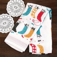 うすい　かるい　ながい　タオルてぬぐい（靴下猫）の画像