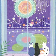 ひらいみも ポストカード（夏の窓：夜空を彩る花火）画像