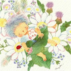 こばやしあや ポストカード（うさちゃんと野花でうたたね）画像