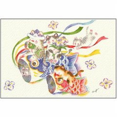 こばやしあや ポストカード（こいのぼりとにゃんこ）の画像