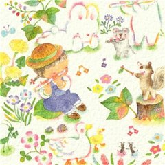 こばやしあや ポストカード（フルート・野原で演奏会）画像
