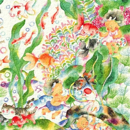 こばやしあや ポストカード（ぷくぷく/金魚）画像