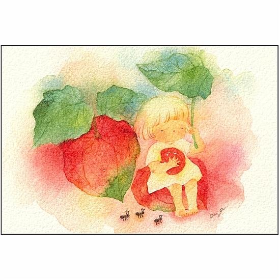 こばやしあや ポストカード（ほおずき・2025年カレンダー8月の絵柄）画像