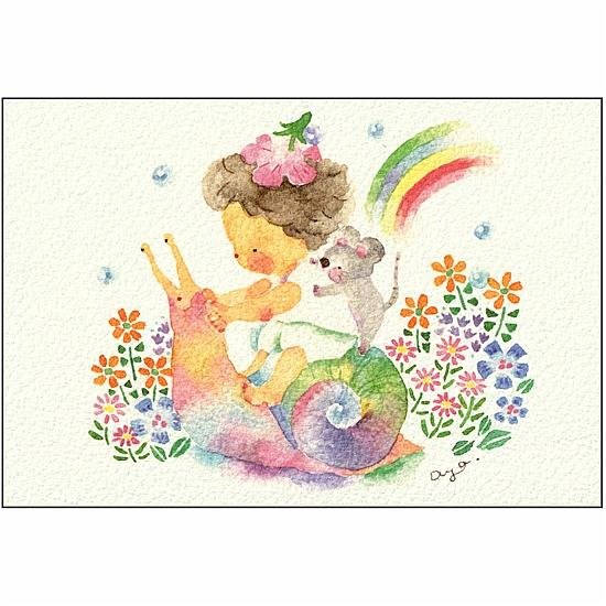 こばやしあや ポストカード（カタツムリさん虹がでたね）画像