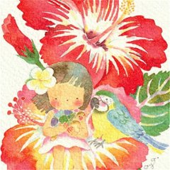 こばやしあや ポストカード（ハイビスカスにちょこん）画像