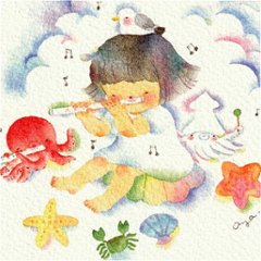 こばやしあや ポストカード（フルート・入道雲のまえで演奏）画像