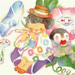 こばやしあや ポストカード（フルート・朝顔とぺんちゃん）画像