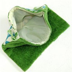 レインボーベア　巾着（パッチワーク2）グリーン画像