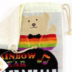 レインボーベア　巾着（グランドピアノ）オフホワイト画像