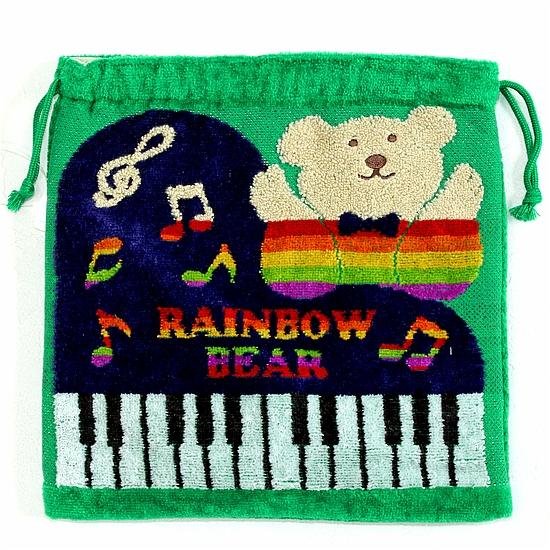 レインボーベア　巾着（グランドピアノ）グリーン画像