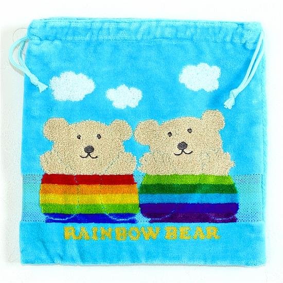 レインボーベア　巾着（デイズ）ブルー画像