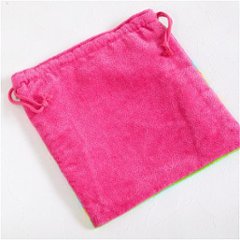レインボーベア　巾着（ステッチ）ピンク画像