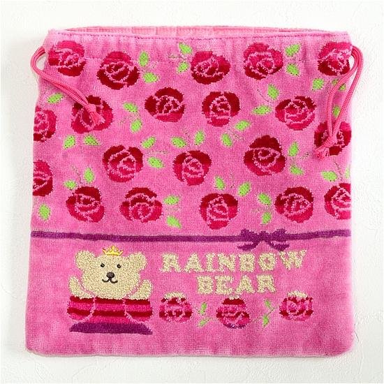 レインボーベア　巾着（ローズ姫）ピンク画像